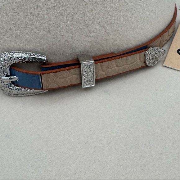 NWT Madden NYC Cream Wide Brim Felt Western Cowboy Cowgirl Hat with Hat Band - Picture 3 of 10